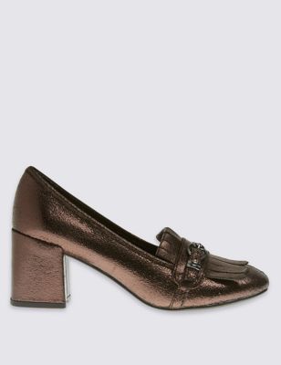 Block Heel Fringe Loafers with Insolia&reg;